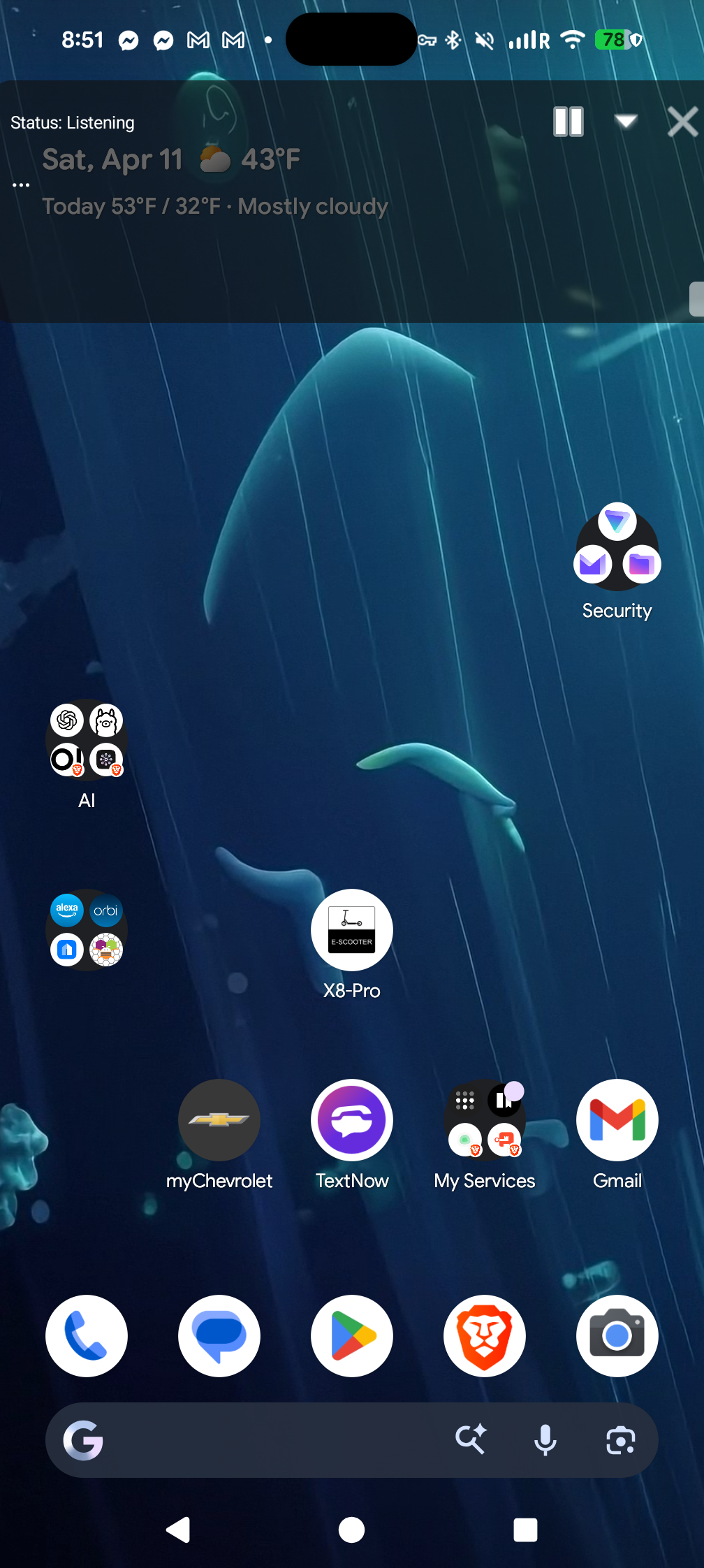 LiveCaptionN floating caption overlay showing status bar over the Android home screen