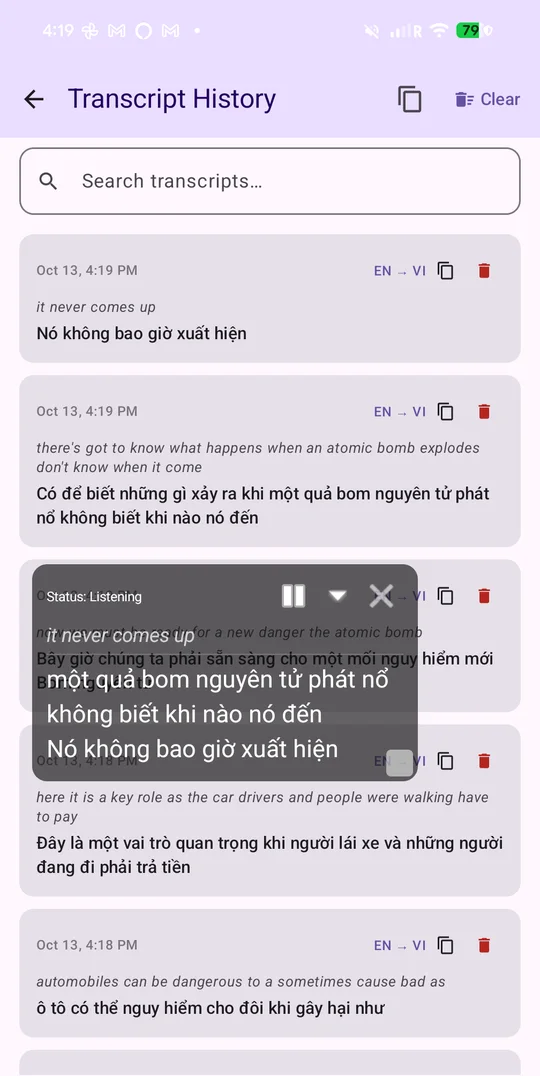 LiveCaptionN screenshot: Everything is saved in History