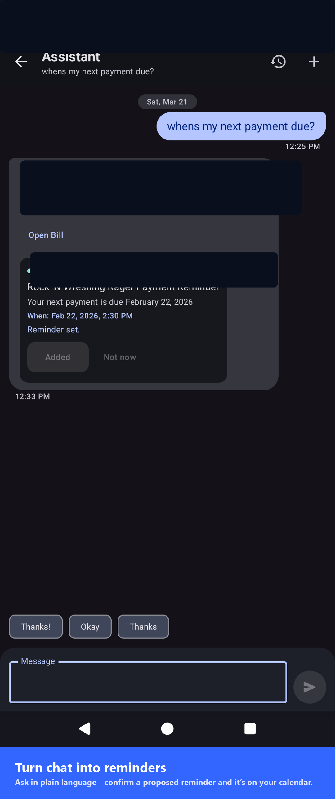 Turn chat into reminders