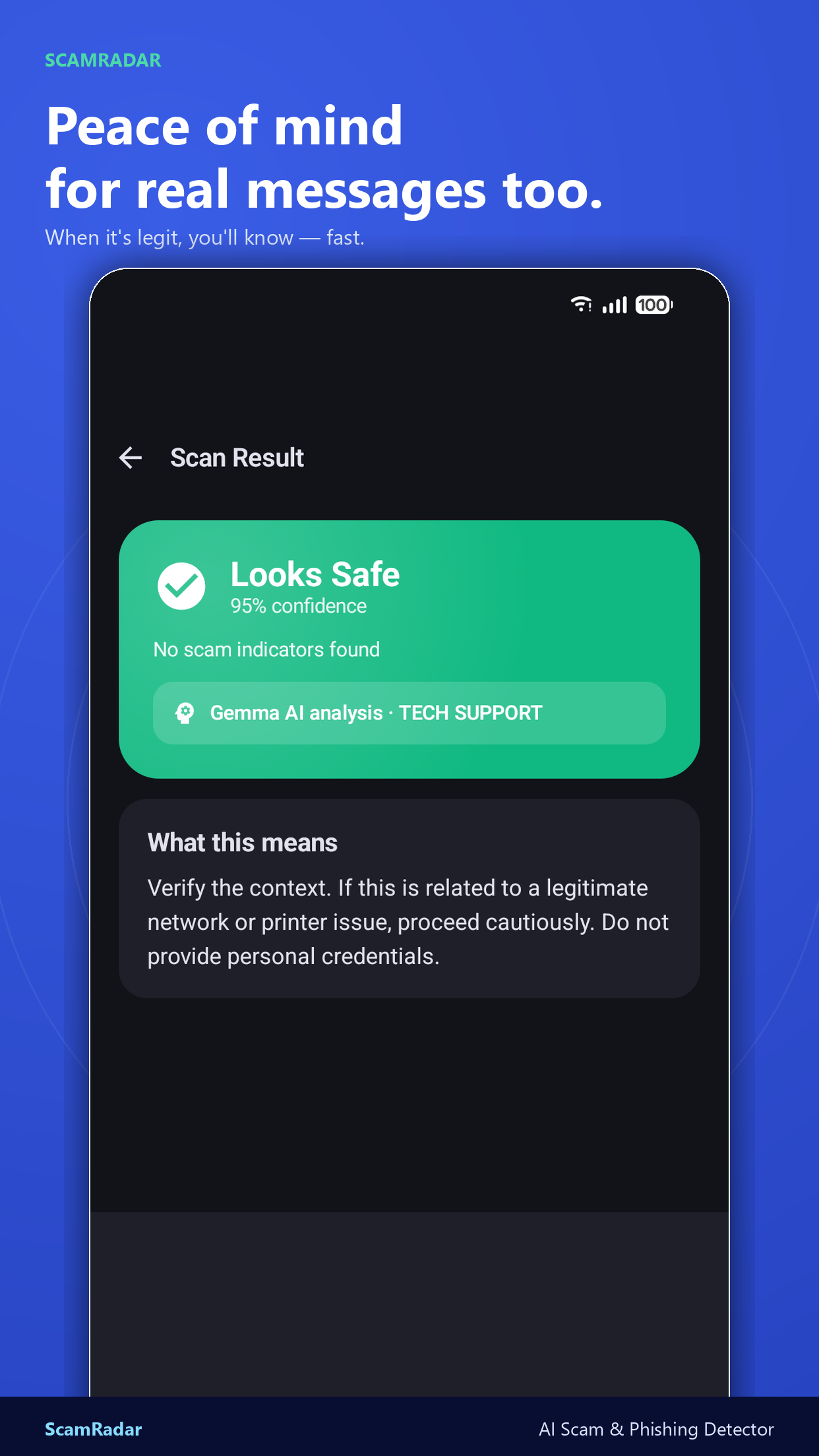 Looks Safe — peace of mind for real messages