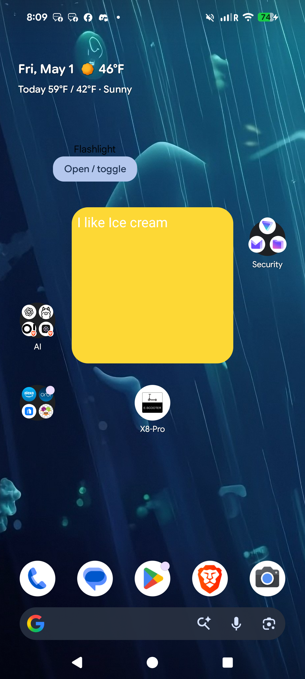 Sticky Notes widget on Android home screen