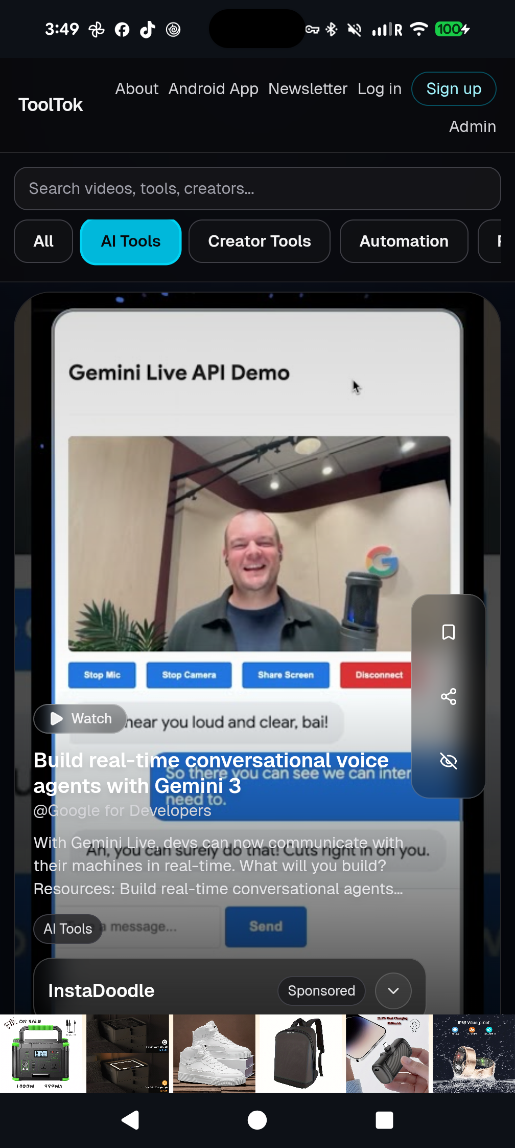 ToolTok Android app AI tools screen