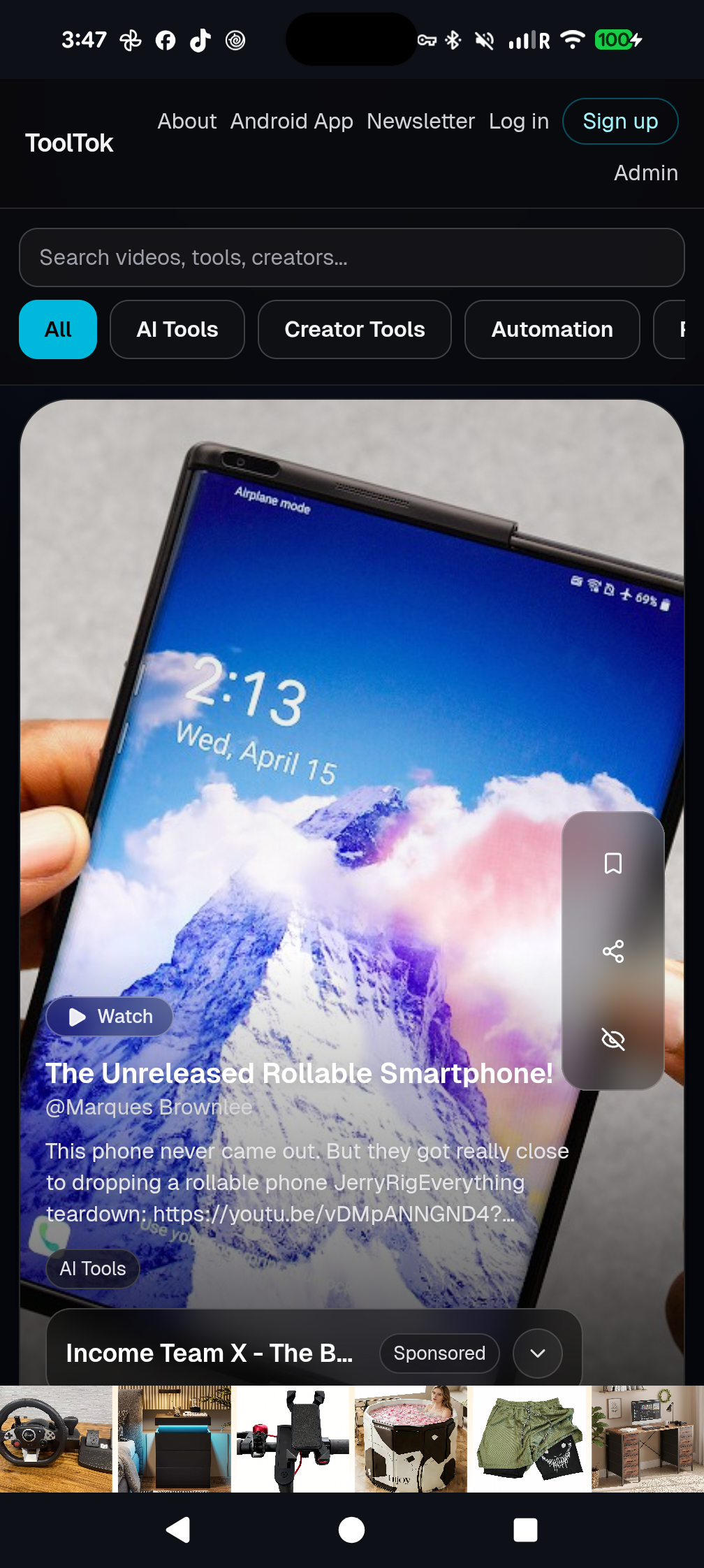 ToolTok Android app home feed screenshot