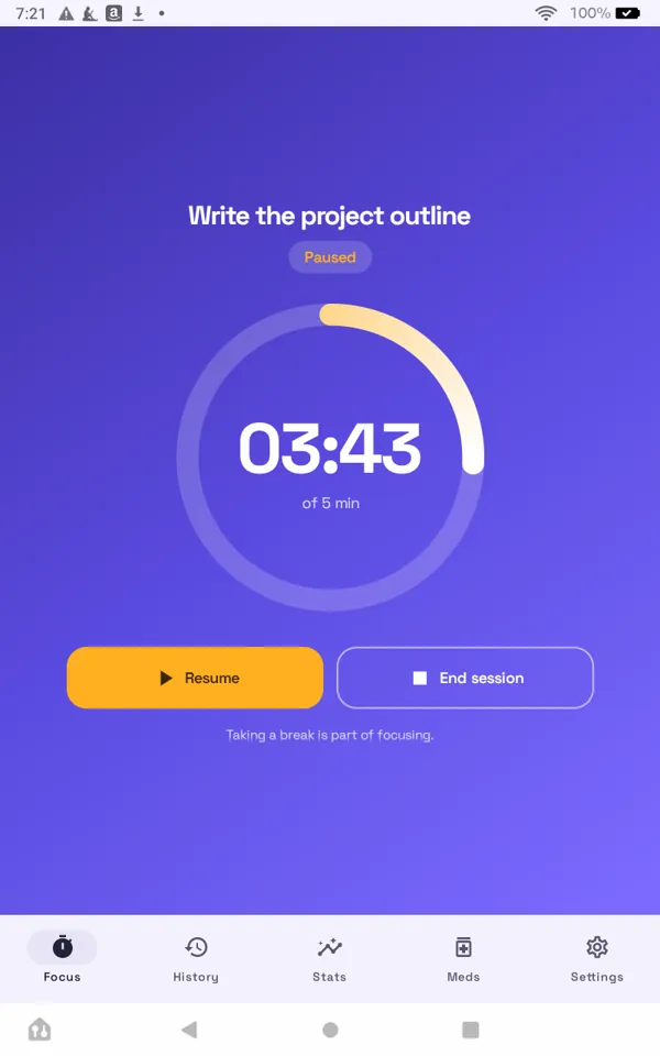 Paused: take a break without losing the session