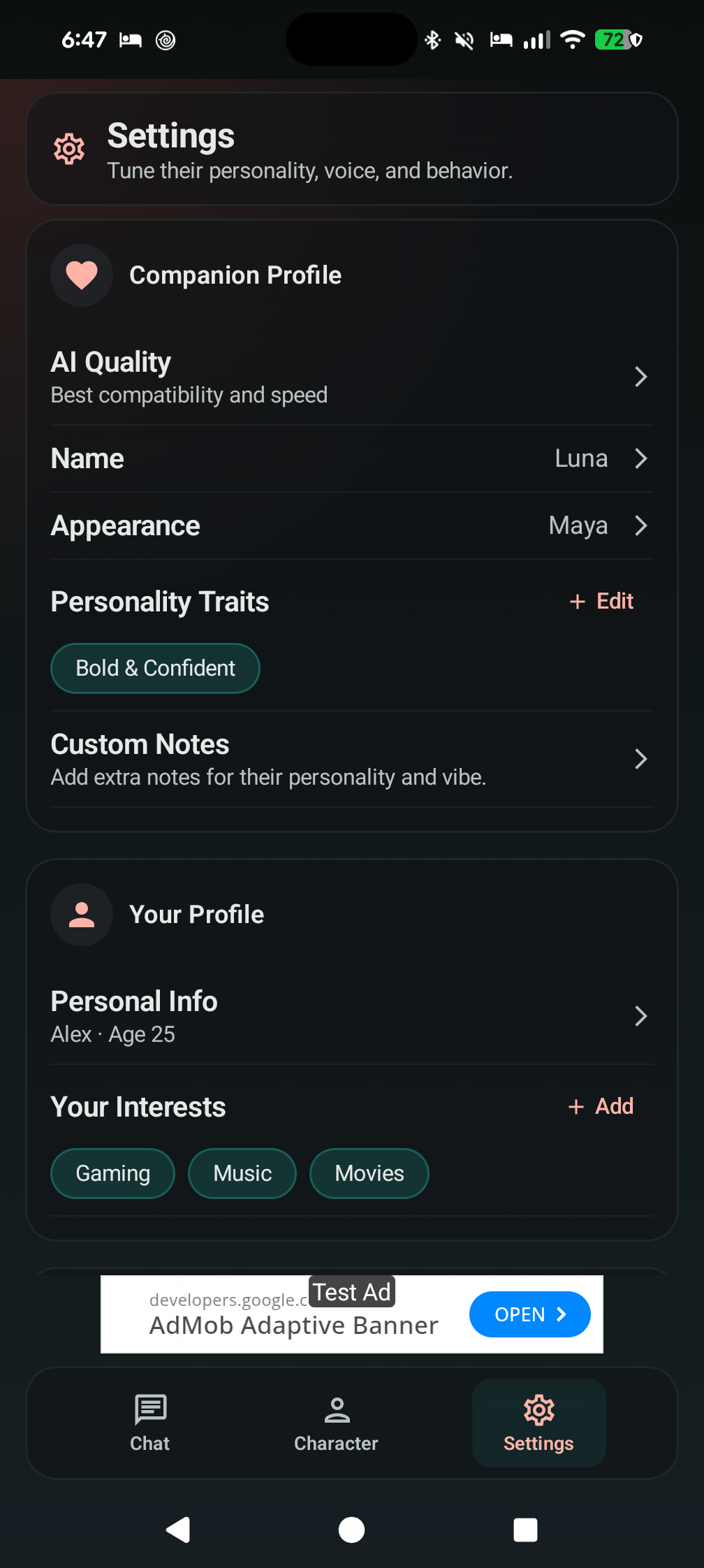 Settings and Spicy Mode