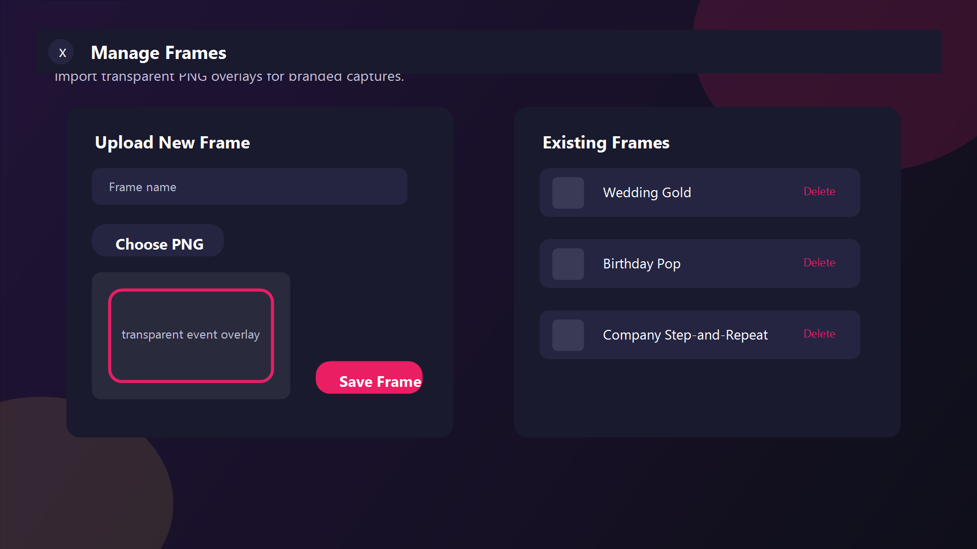 Frame designer tool