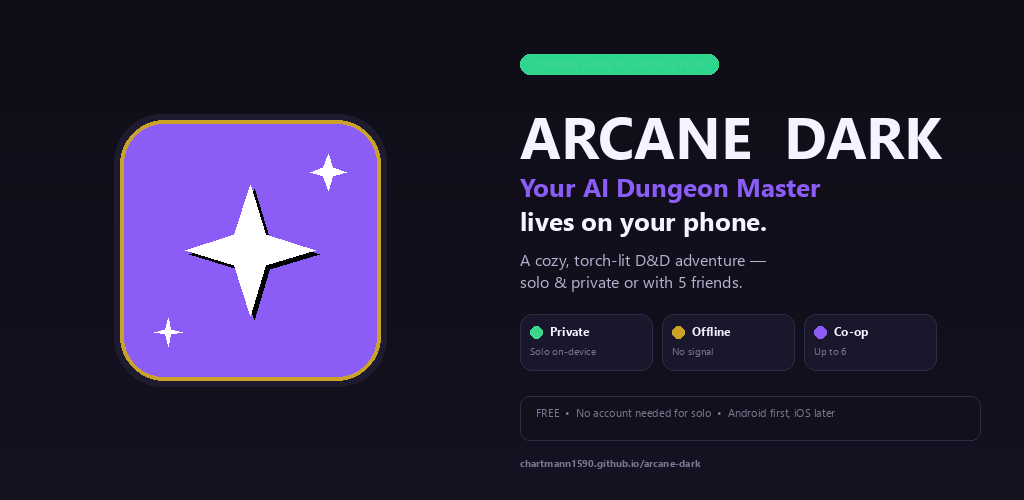 Arcane Dark — Your AI Dungeon Master lives on your phone