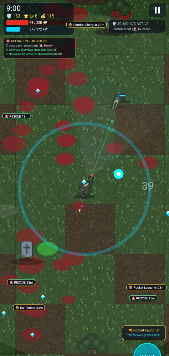 Dead Tide gameplay: the player fighting a zombie horde