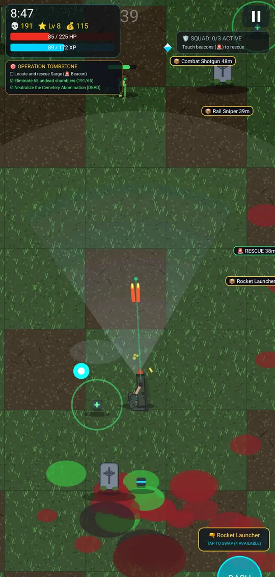 Dead Tide screenshot: Stack weapons and auras