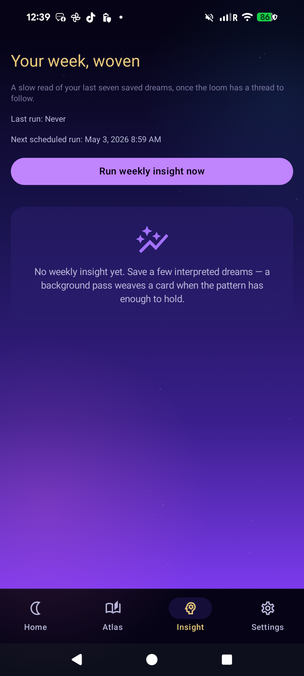 Dreamloom privacy settings screen