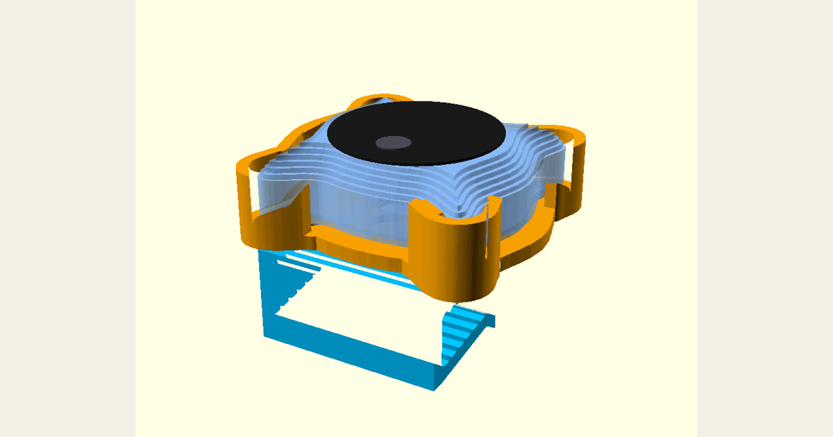 Looki mount v4 render: cradle, Looki and clip