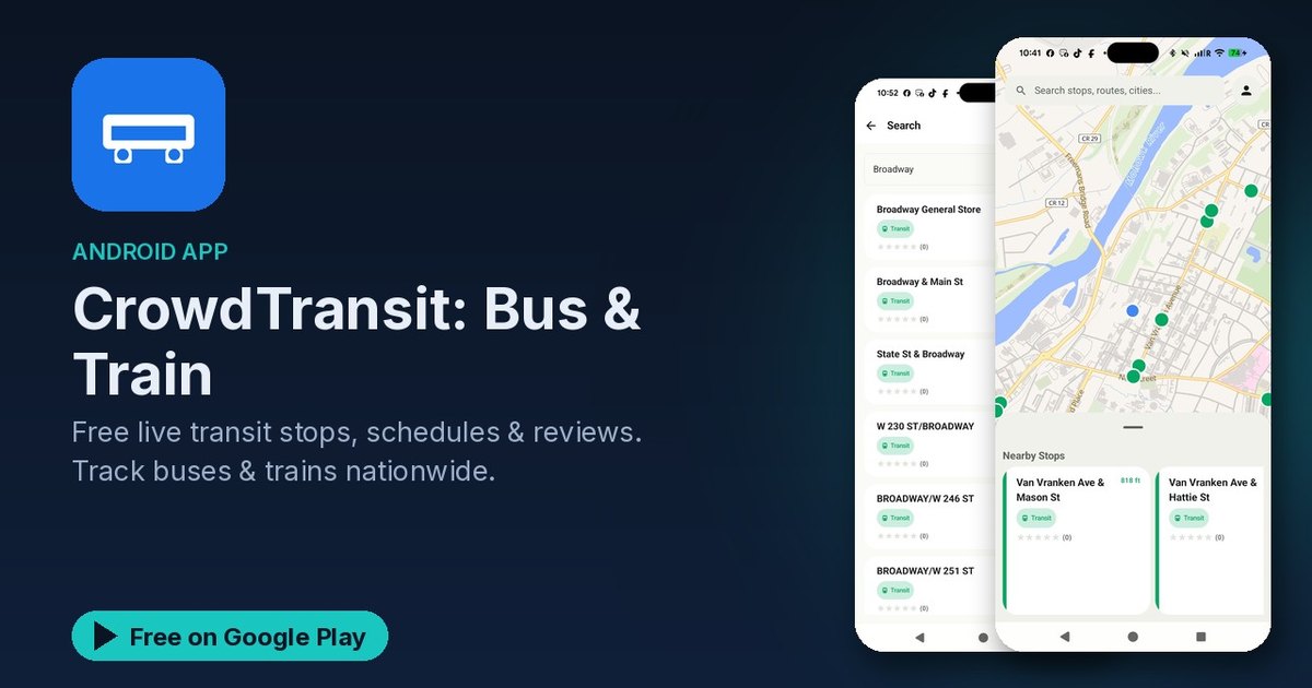 CrowdTransit: live bus and train stops with community reviews