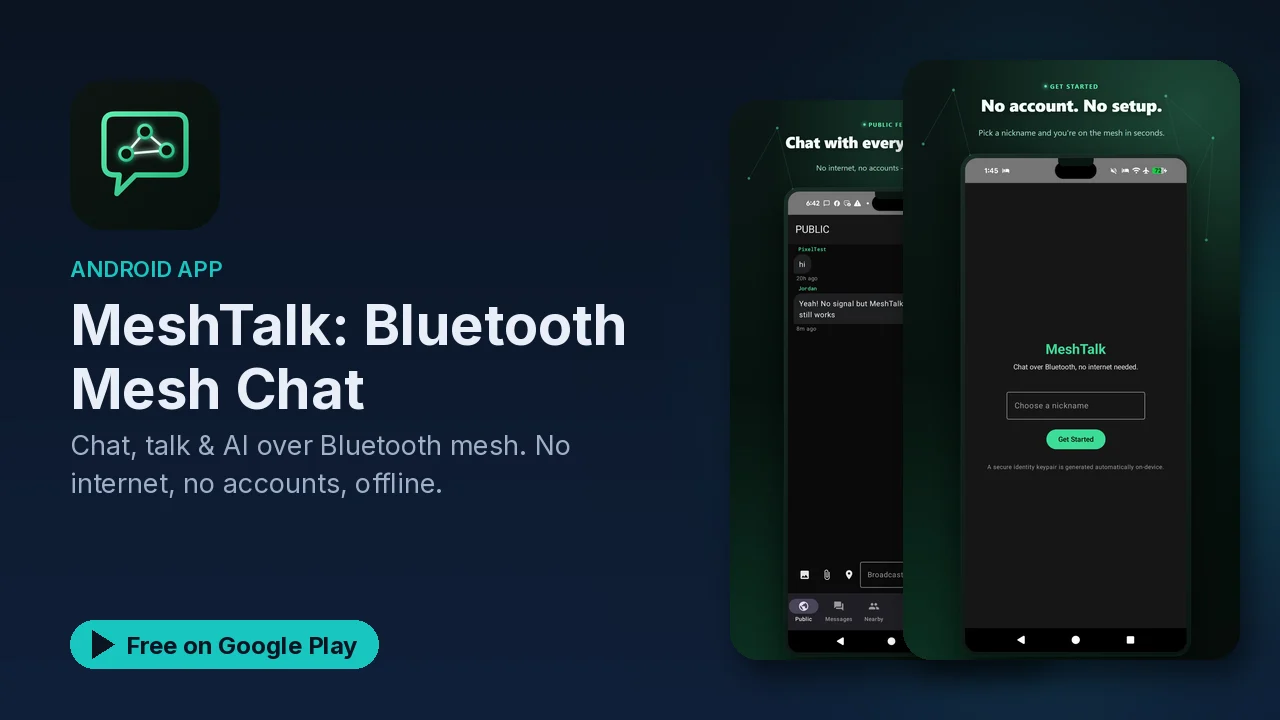 MeshTalk: chat and talk over Bluetooth mesh with no signal