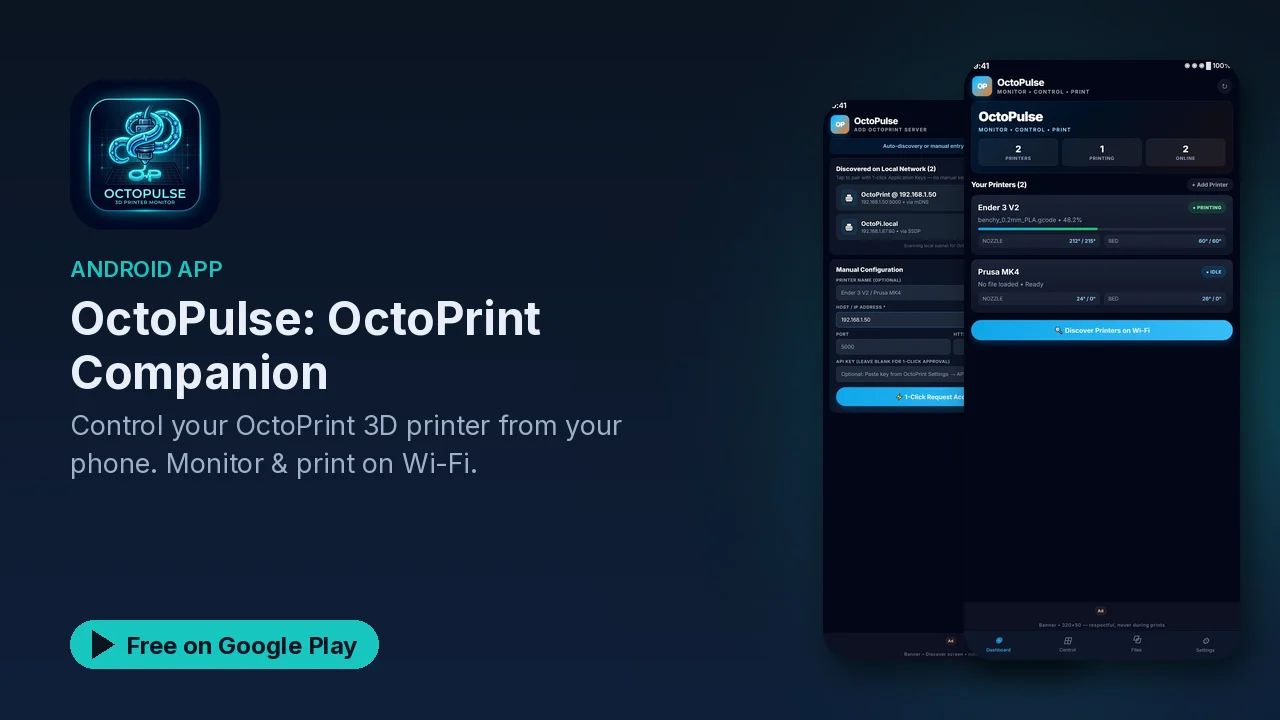OctoPulse: watch and control OctoPrint from your Android phone