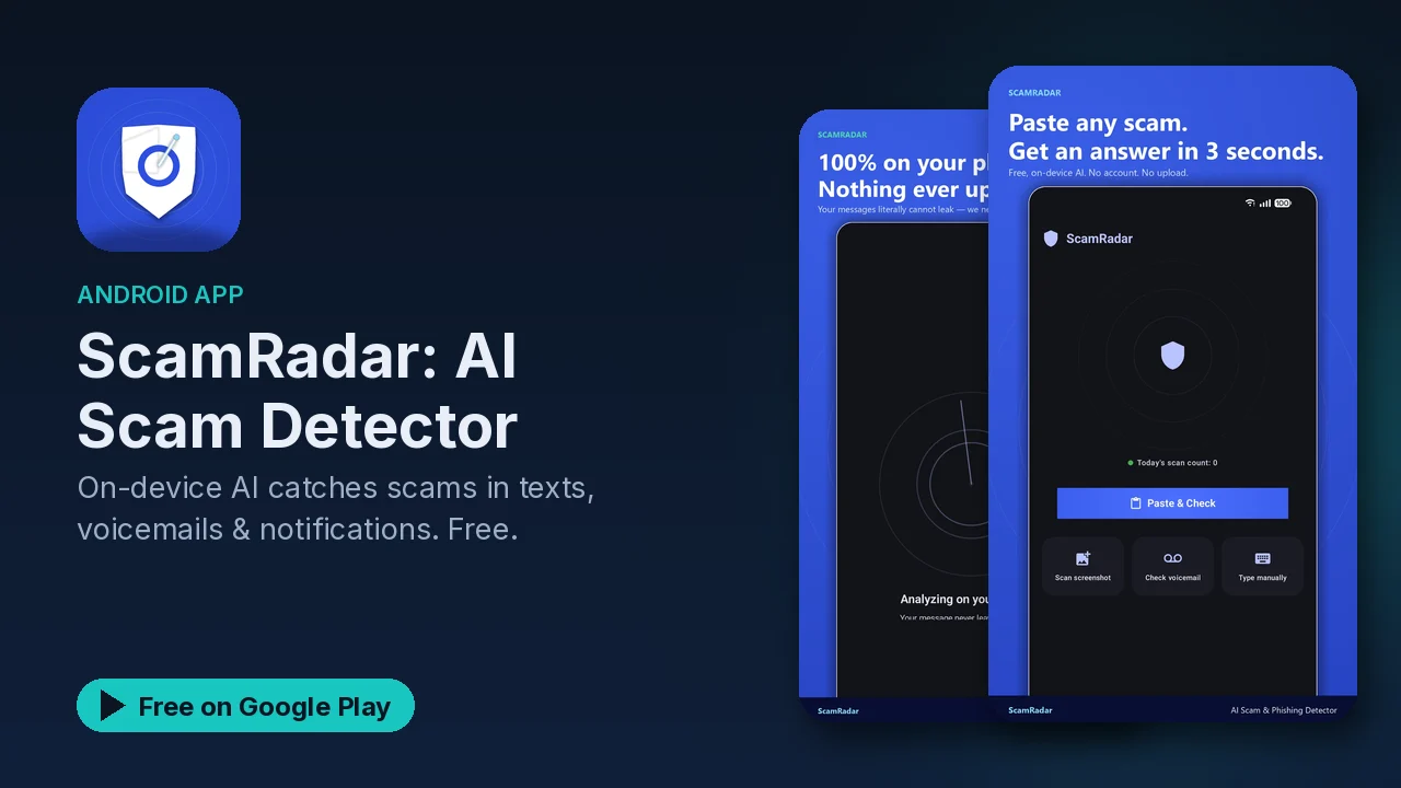 ScamRadar: check suspicious texts, emails and links on your phone