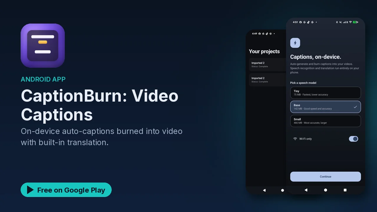 CaptionBurn: burn auto-captions into videos on your phone