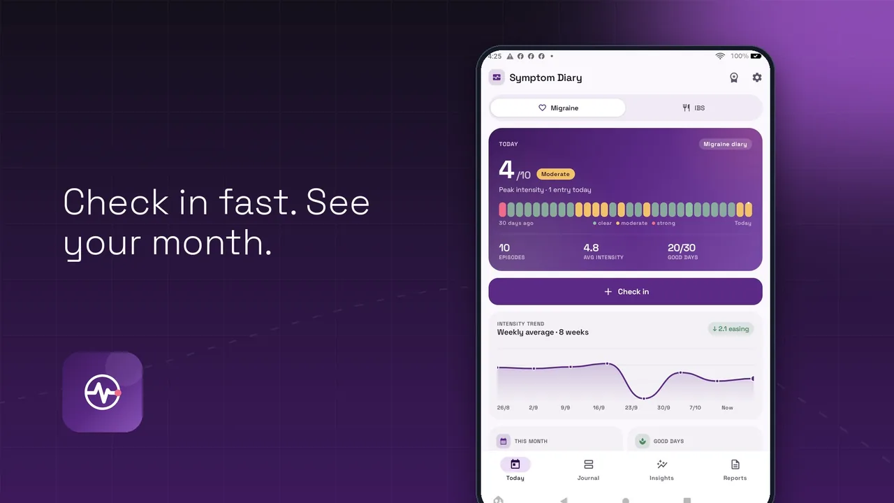 Symptom Diary is live on Google Play: check in fast, see your month