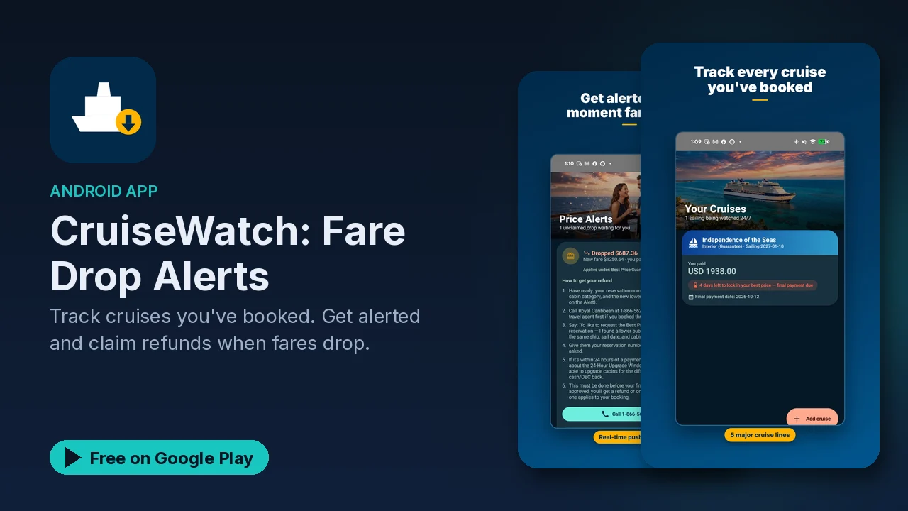 CruiseWatch: get alerted when your booked cruise fare drops