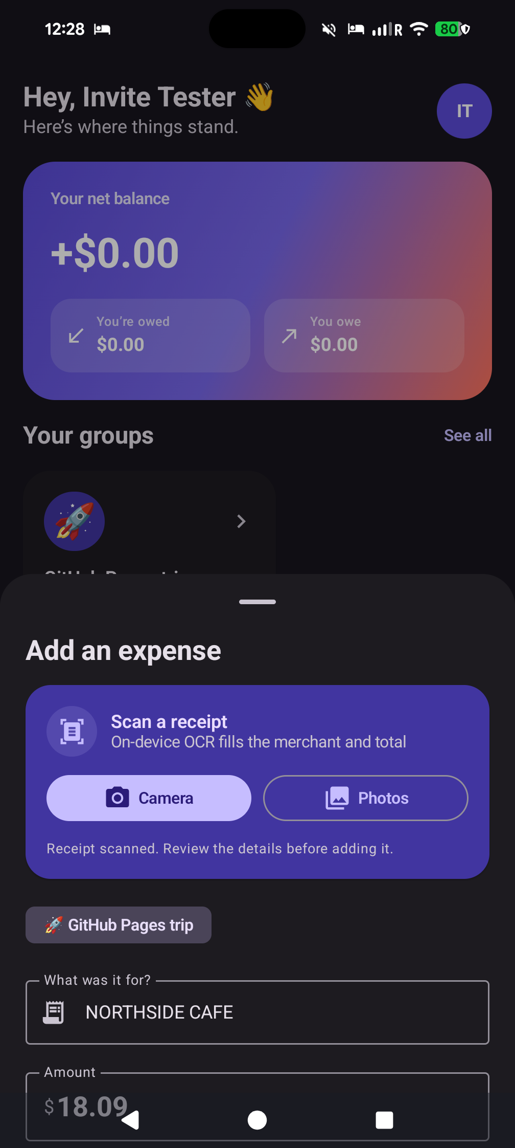 Receipt recognition running privately on the phone