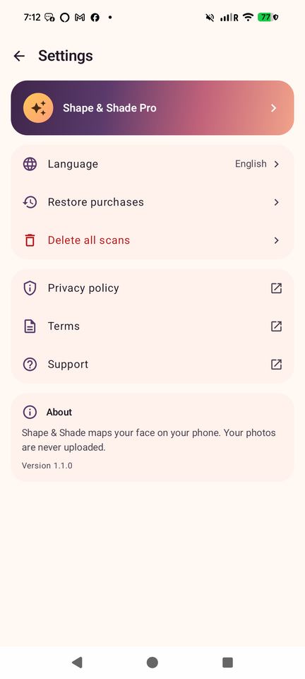 Settings: delete all scans in one tap