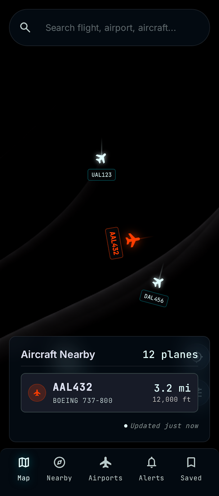SkyPulse live map screen