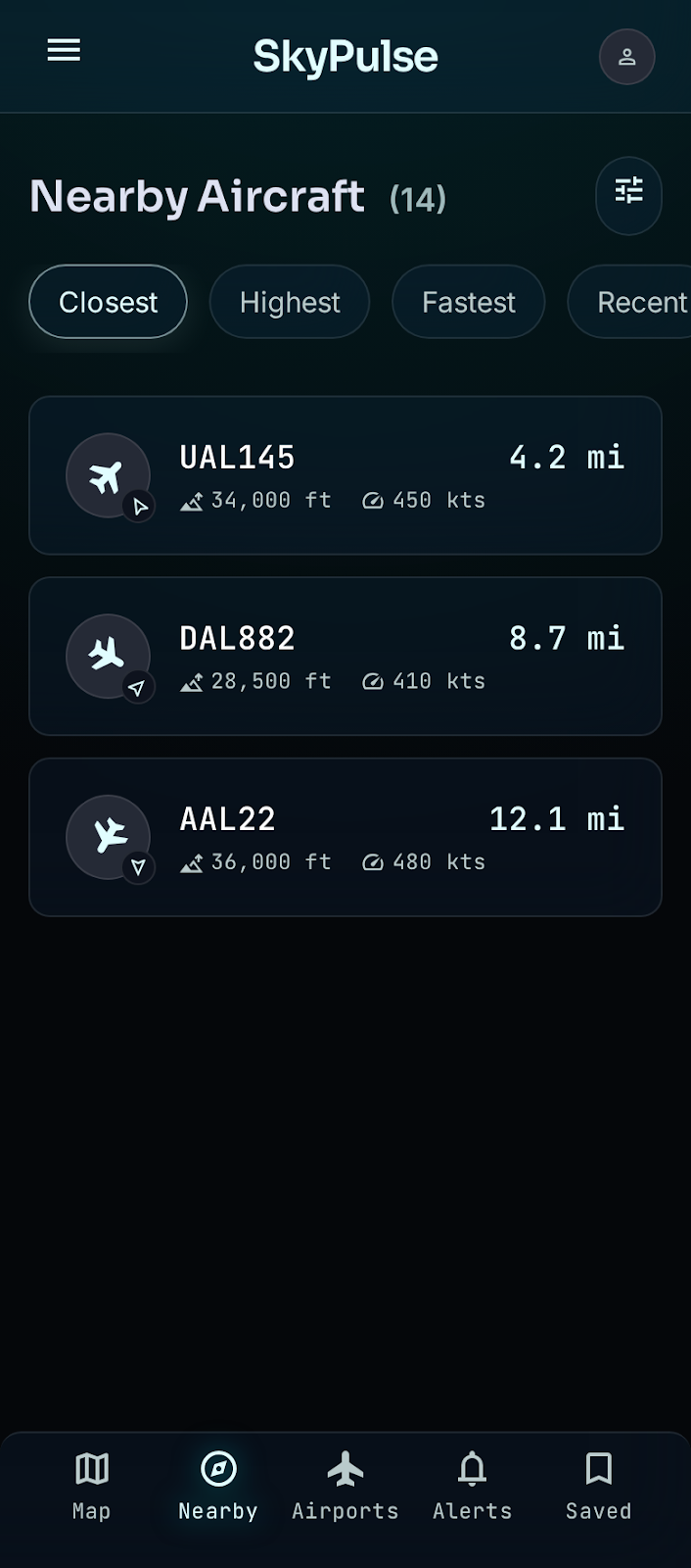 Nearby aircraft
