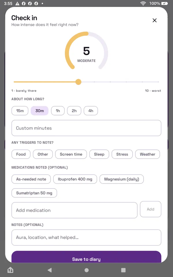 Check-in: rate how you feel right now