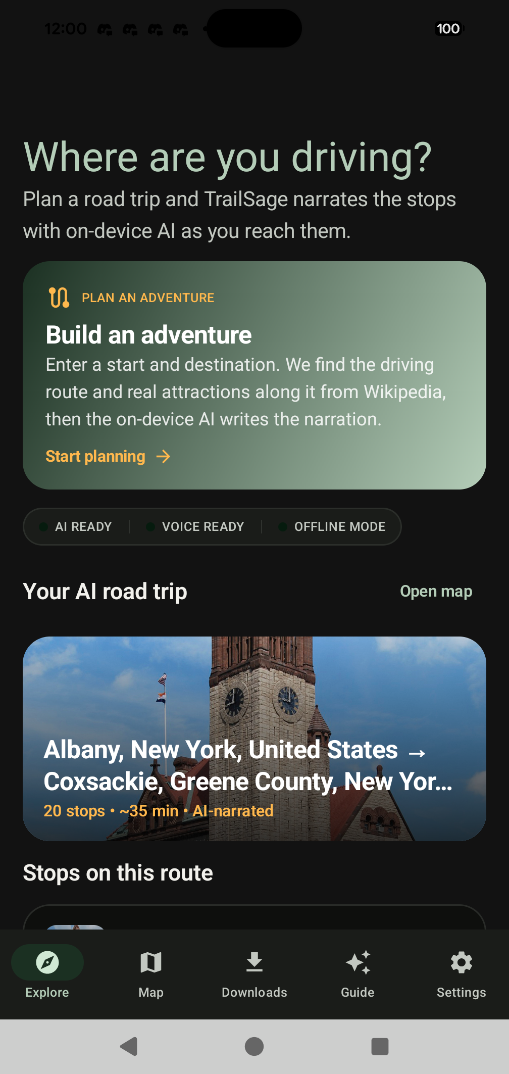 TrailSage AI Explore Dashboard
