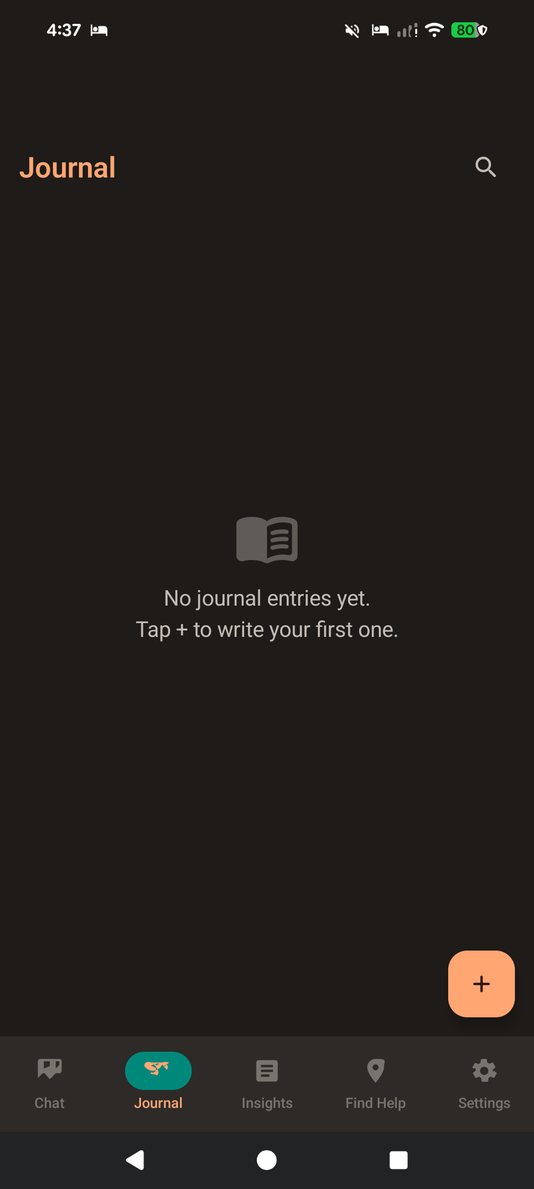WarmWord journal screen